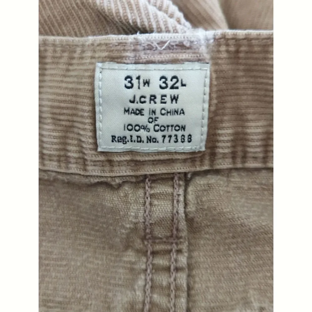 J. Crew Mens‎ Khaki Corduroy Cotton Straight Fit Slim Fit Pants Size 31W X 32L